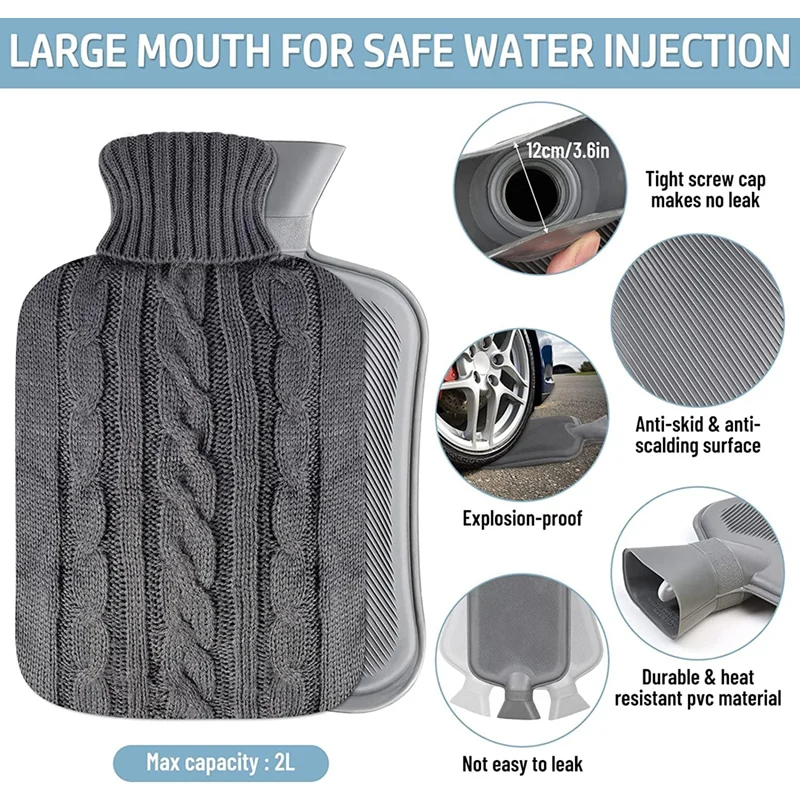 winter hot sale portable knitted cover rubber hot water bag hot water bottle with warm plush waist cover