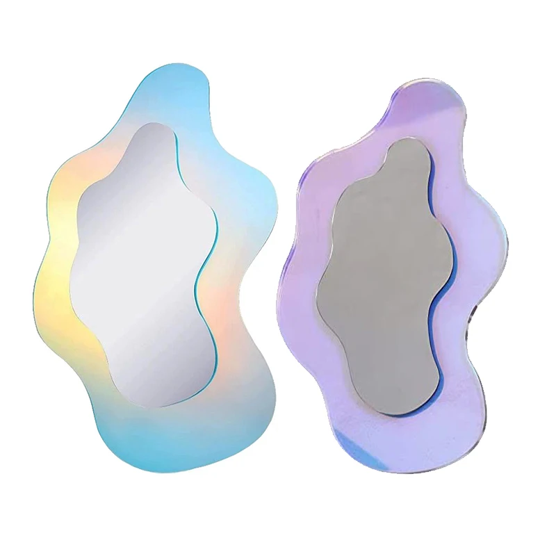 Wholesale Wavy Acrylic Iridescent Decorative Colorful Mirror Makeup