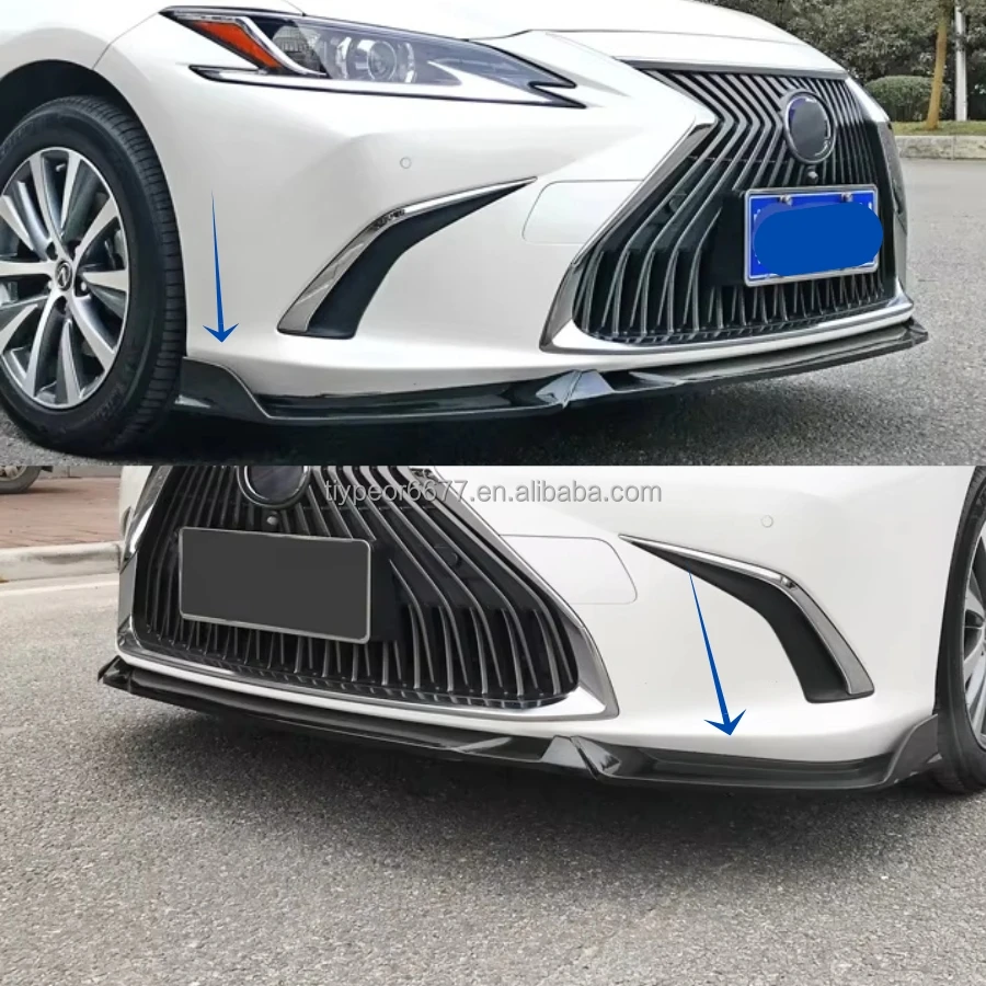 product modified car abs plastic front lip splitter for lexus es 2018   2020 front exterior decoration car front bumper lip splitter-6