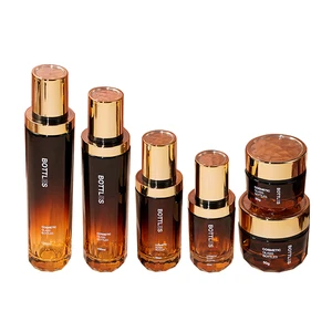 Luxury 50ml Pump Bottle 50g Jar Set New Luxury Cosmetic Glass Diamond Cut Acrylic Luxury Lid Polygonal Thick Bottom Eye Drops