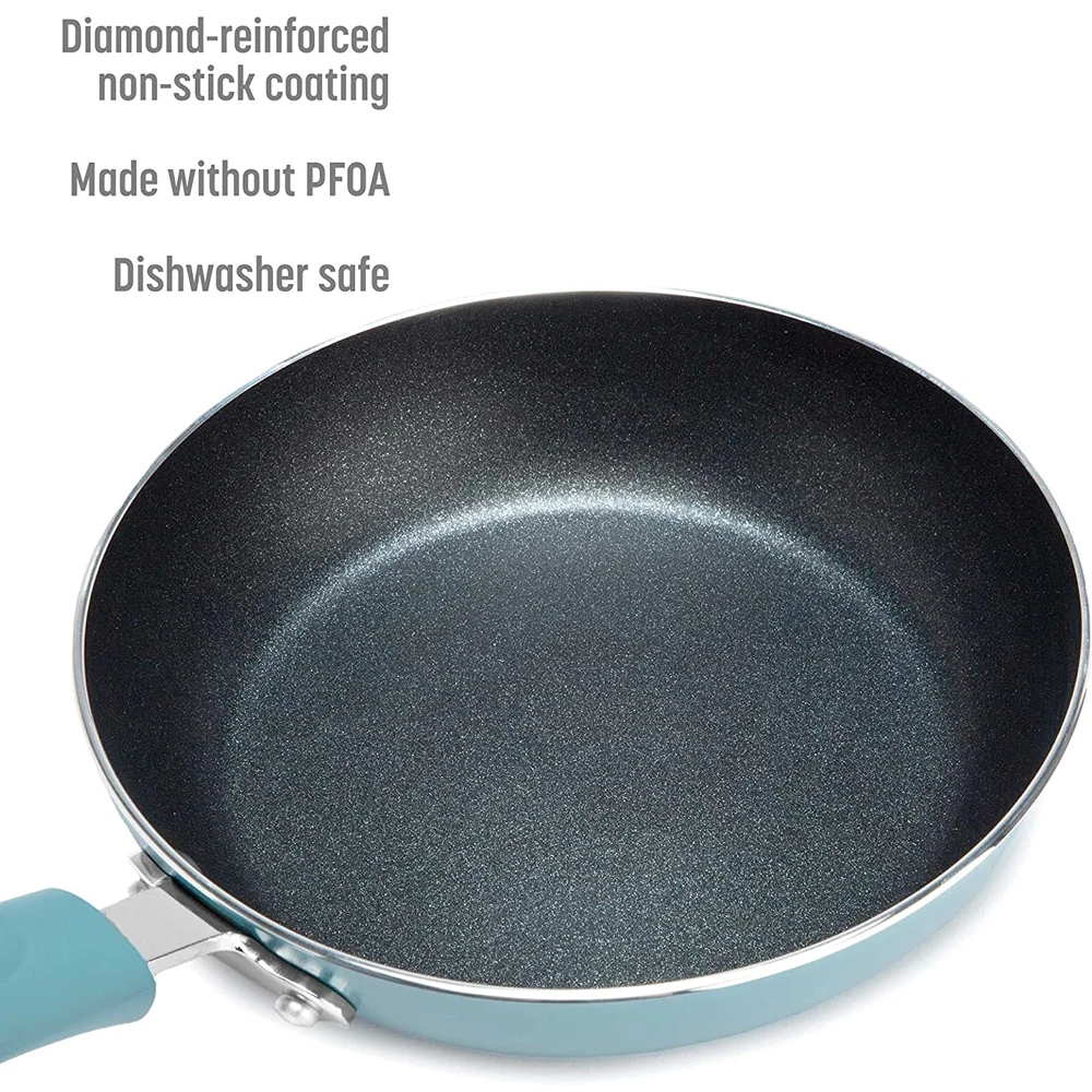 Competitive 12-Piece Set of Non-Stick Aluminum Cookware Fry Pans Pots Ceramic Coating Tempered Glass Lid Hot Sale Metal Cookware