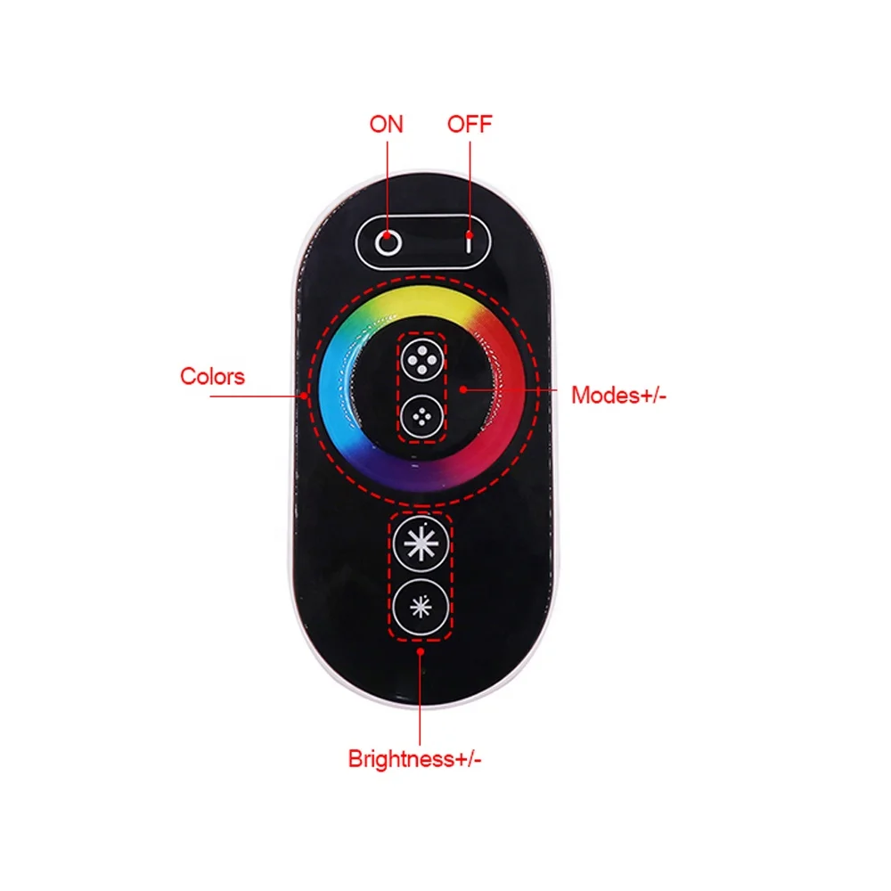 FEICAN RF Wireless Full Touch LED RGB Controller 6-Keys Remote 3-Channels Dimmers for DC12-24V Lighting Control 8A Output