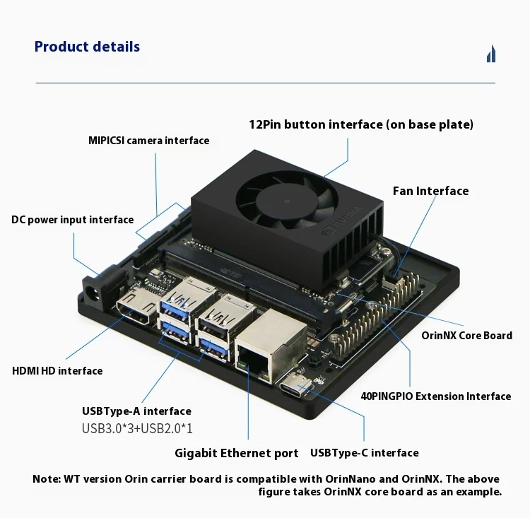 Orinx 리눅스 OS가 포함 된 NVIDIA Jetson Orin NX 개발 보드 키트 AI 지능형 파워 ROS 자동차 용 NVIDIA ...