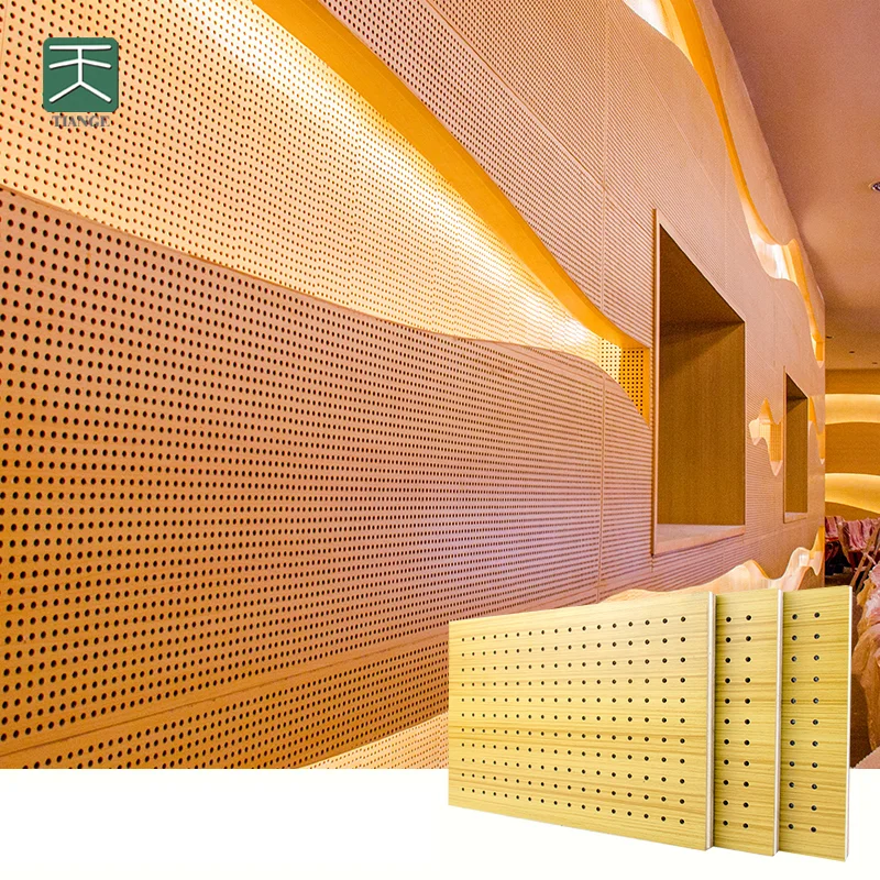 TianGe Pakistan Other Soundproofing Perforated Plywood Laminate Veneer Sound Absorbing Mdf Wood Acoustic Panels