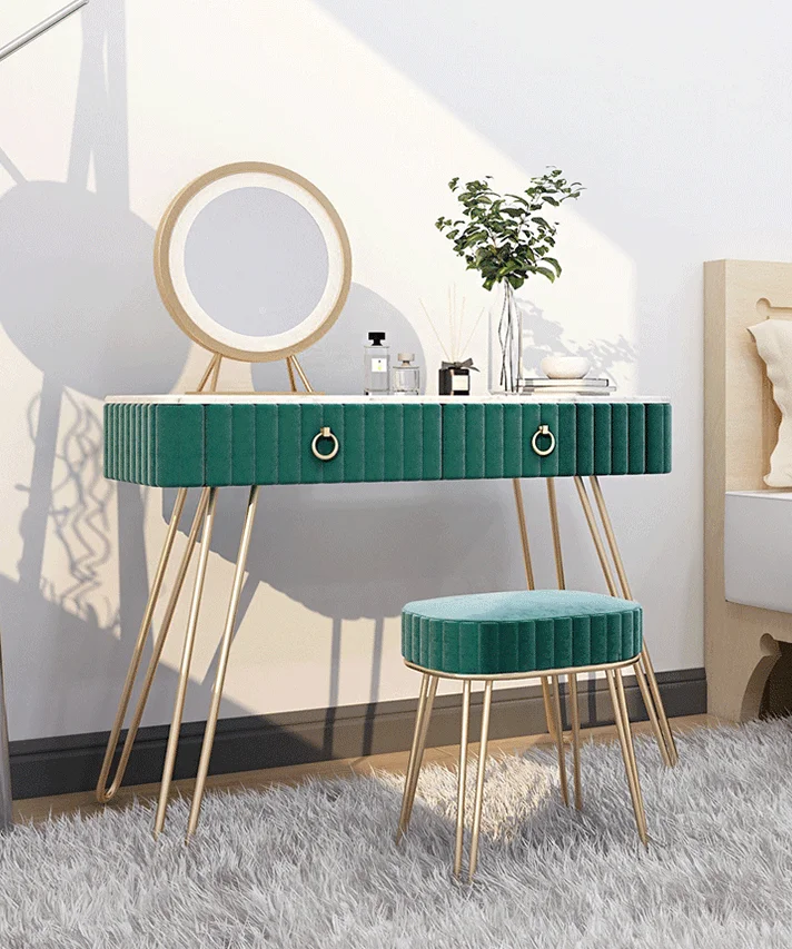 Modern Vanity Mirror Dressing Table with Mirror Deluxe Make up Table Wood Drawer Dresser