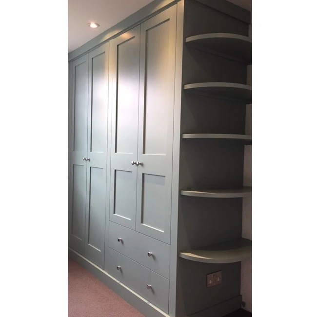 Cheap Price Custom Simple Design Bedroom Glass LED Aluminum Profiles Frames Clothes Wardrobe Modern Wooden Fitted Closet Almirah