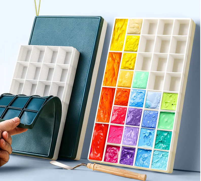 Watercolor Paint Palette Box Airtight 24 Deep Wells For Acrylic And Oil