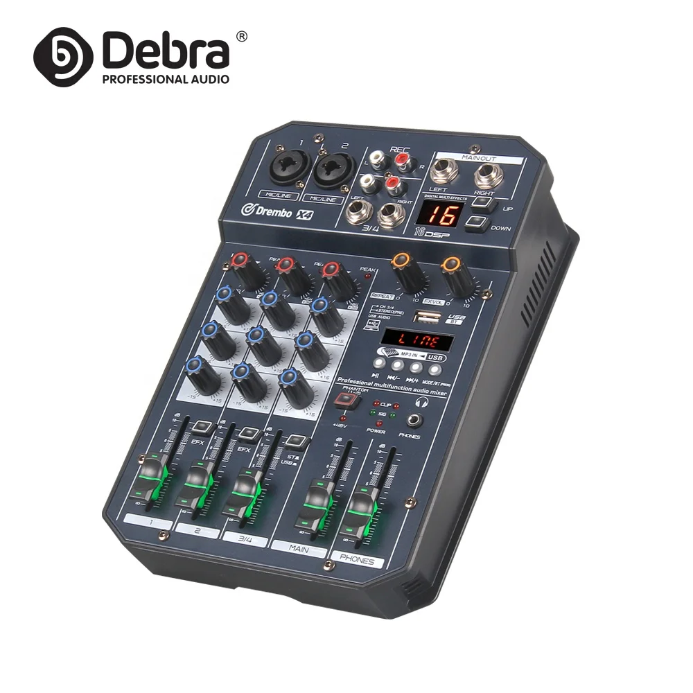 デブラX4 4チャンネルミニデジタルDJオーディオミクサー