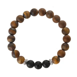SOFTONES Bracciale Uomo Donna In Pietra Lavica 8mm | Diffusore Per Oli Essenziali, Aromaterapia | Regalo Amicizia, Gioiello Elastico Naturale - 3