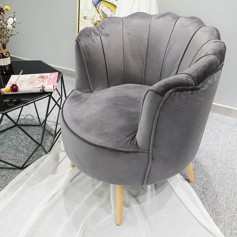 Hstex Modern Furniture Romance Dining Stool Modern Couch Leisure Chair Single Sofa Set Luxury Hotel Living Room Velvet Iron BSCI