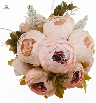 Artificial Peony Silk Flowers Bouquet Home Wedding Decoration -Light Pink