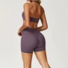 Set corto vita a doppia linea di reggiseno con cavezza viola