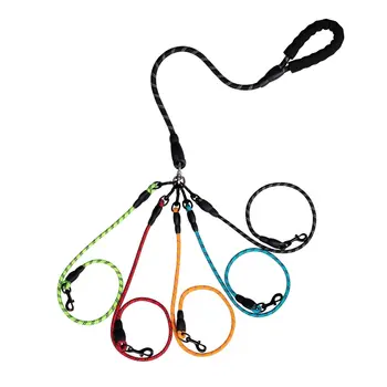 Solid Nylon Multi-Head Anti-Entanglement Dog Walking Rope One-to-Two/One-to-Three Dog Traction Ribbon Double-Head Pet Leashes