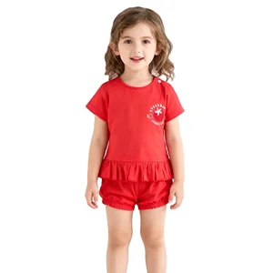 Kids Girls Summer Clothing Sets Cotton Blank Boutique Luxury Cute Sweet Children Clothes Wholesale Toddler Baby Girl Clothes