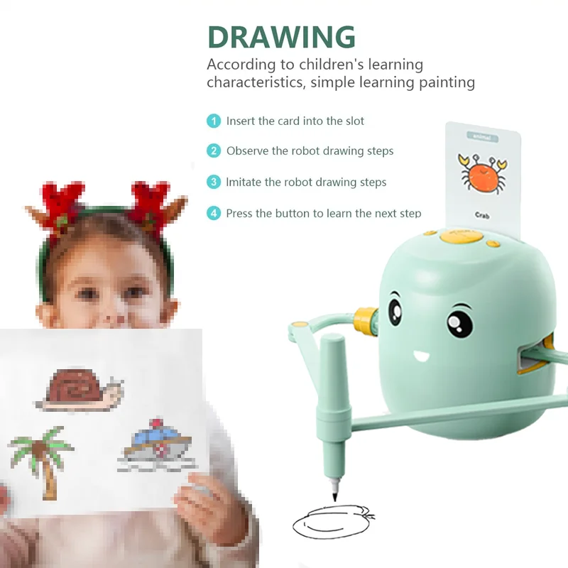 Music Interaction Pictures Drawing Robot Games for Kids Educational Learning Automatic Children Learn Painting Games Robots Toys