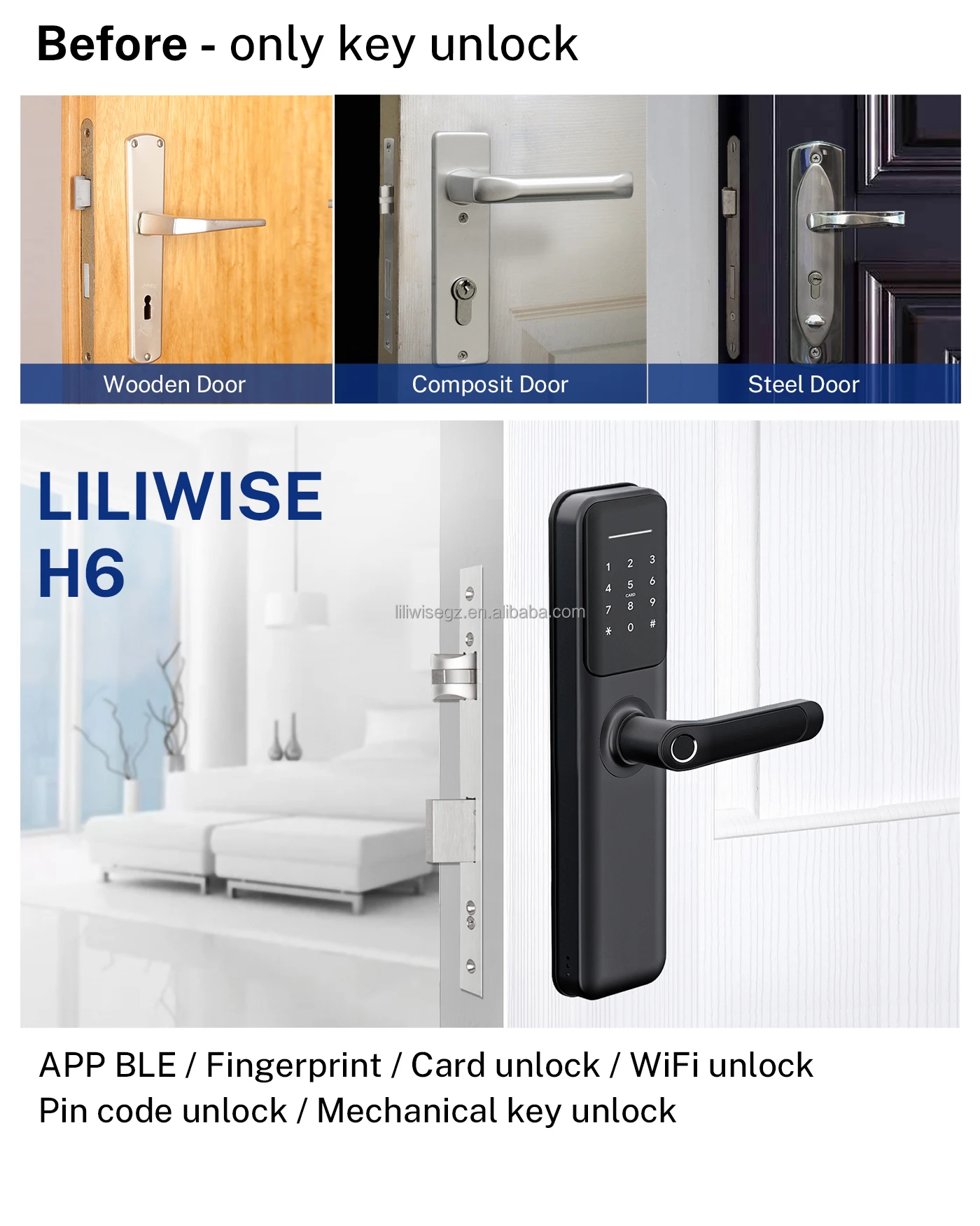 Liliwise Cerradura Inteligente Wholesale Bluetooth Digital Door Lock ...