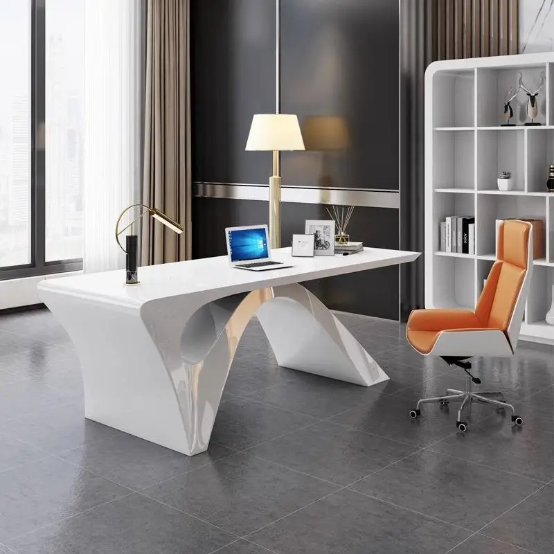 Modern boss Lady Elegant White Office Desk Computer Counter l Shape Table Ceo Manager Working Office Furniture