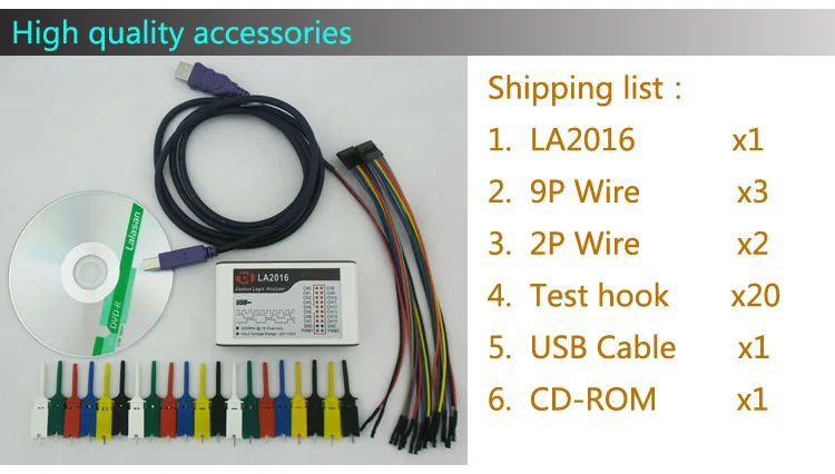 Kingst LA2016 USB Logic Analyzer 200M max sample rate,16Channels,10B  samples, MCU,ARM,FPGA debug tool, English software| Alibaba.com