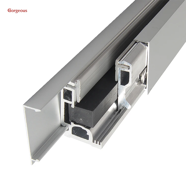 Office Aluminum Frameless Glass Sliding Bottom Door Uchannel Office