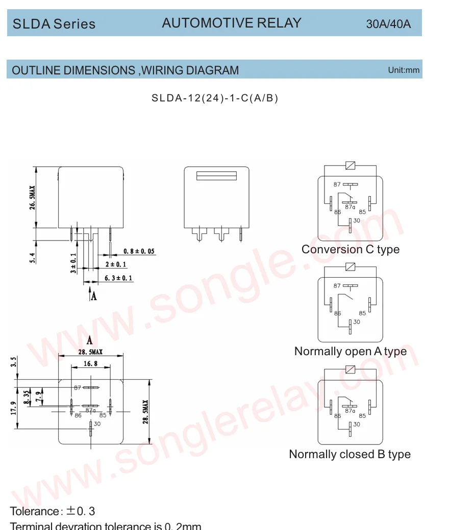 SLD-12VDC-1C SLD-24VDC-1C SLD-12VDC-1A SLD-24VDC-1A 40A14VDC 4-pin 5 ...