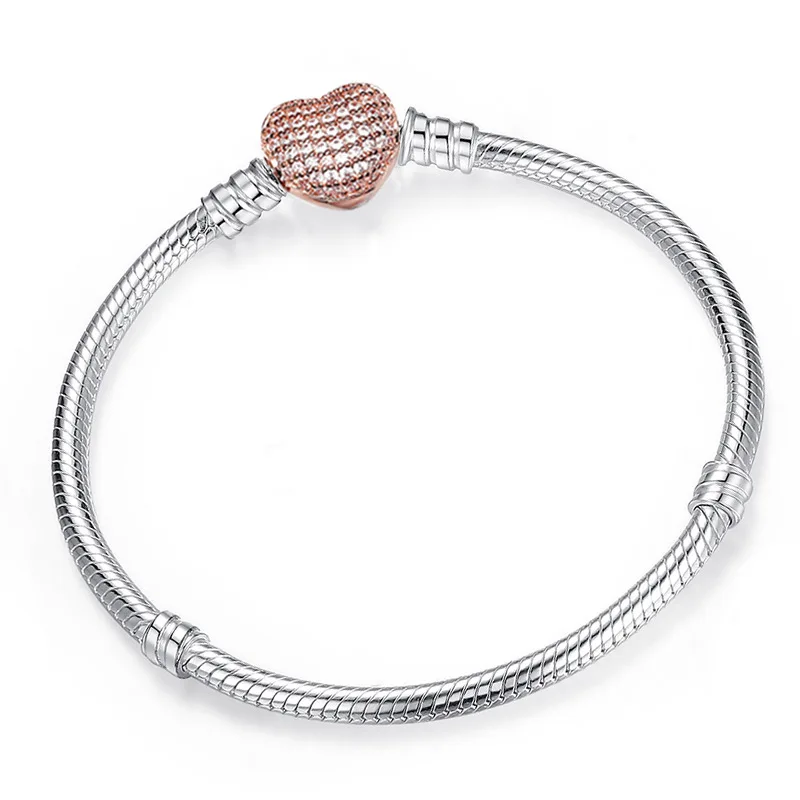 JMQJewelry Heart Charm Bracelet for Bead Charms Stainless Steel Snake Chain Women Men Girl Jewelry 