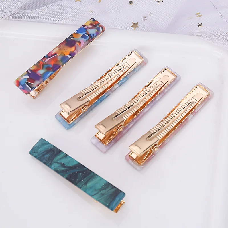 VRIUA Women Vintage Resin Acetate Rectangle Hair Pins Clip Leopard Hair Clip Geometric Hairpins Clips Hair Styling Accessories