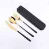 Oro+negro- Cuchara/tenedor/cuchillo/estuche