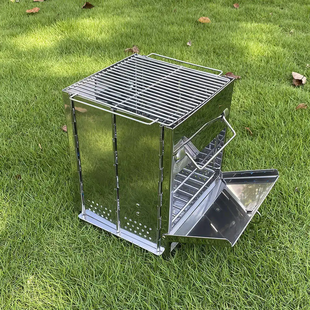 Large Square Wood Burning Stove Outdoor Barbecue Grill Mini Grill Bbq