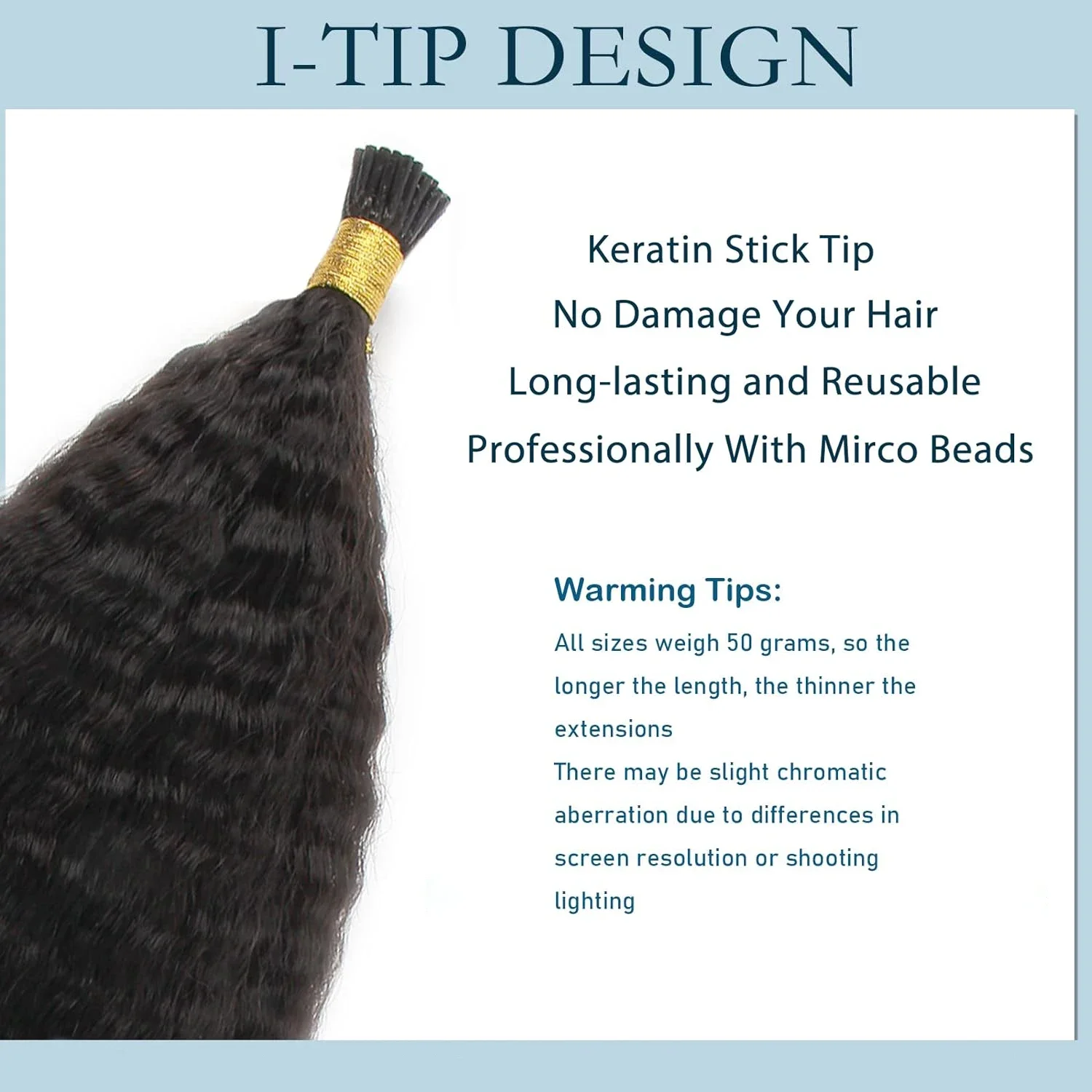 Brasilianische Kinky Straight I Tip Extensions Echthaar Weave Bundles Naturschwarz Farbe #1B 100 Gramm_voghion.com