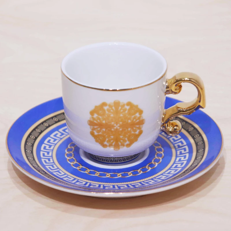 Nordic Luxury Mosaic Ceramic Cup and Saucer Set Modern Design Afternoon Tea Turkish Coffee Cup Saucer Set factory