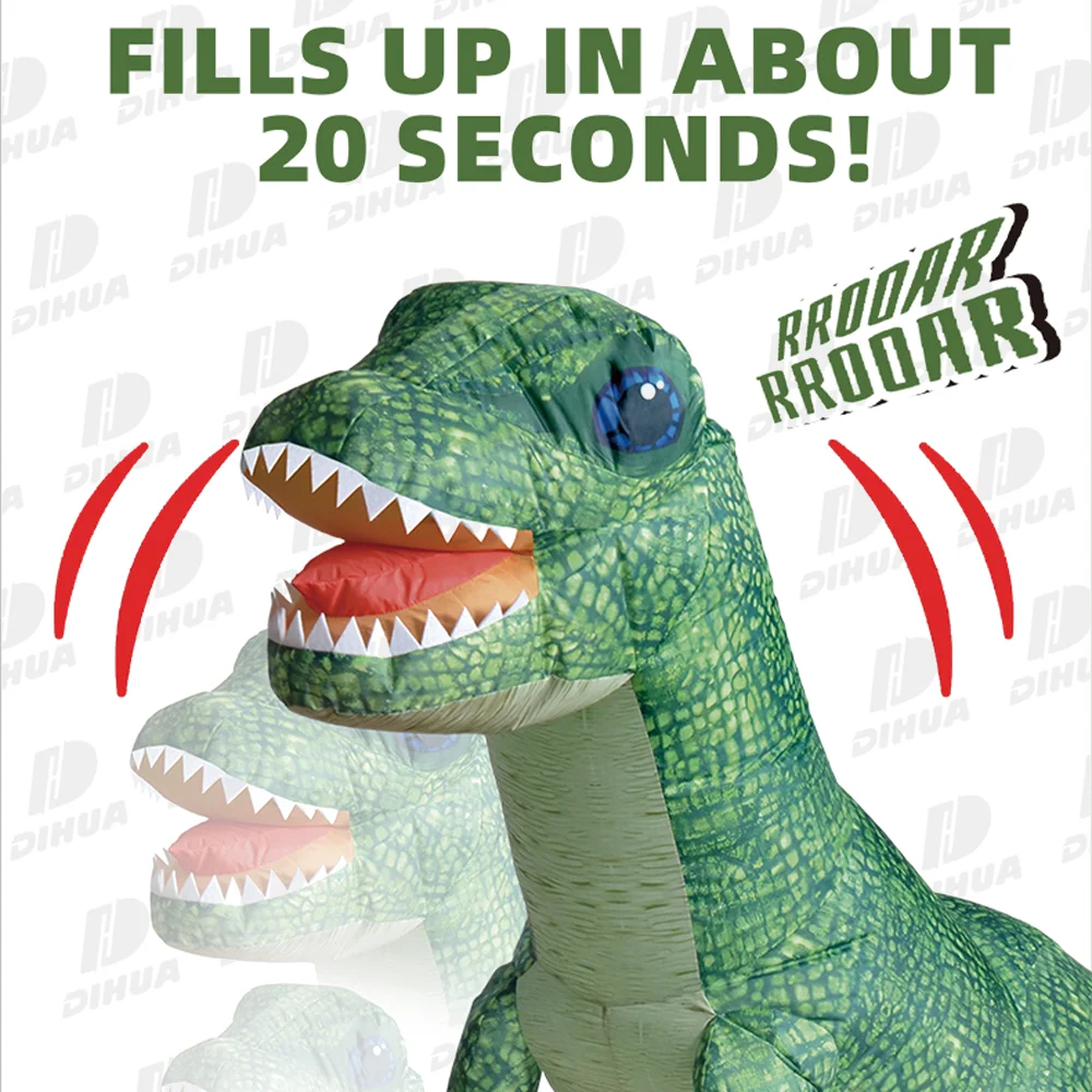 Dinosauro Gonfiabile Telecomandato – Gonfiaggio E Sgonfiaggio Automatico, Rotazione 360°, Musica E Telecomando 2.4G!