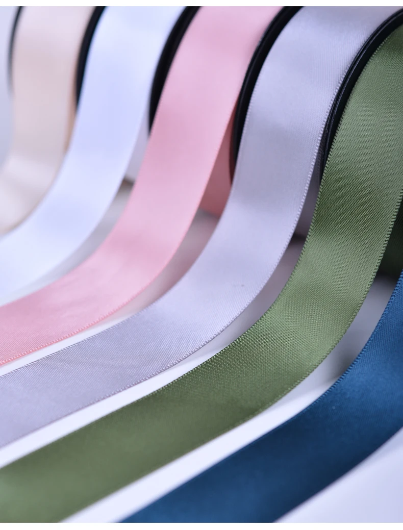 Ribest Polyester Custom Double Side Satin Ribbon 196 Colors 2100mm Logo Printed Rolls Wholesale