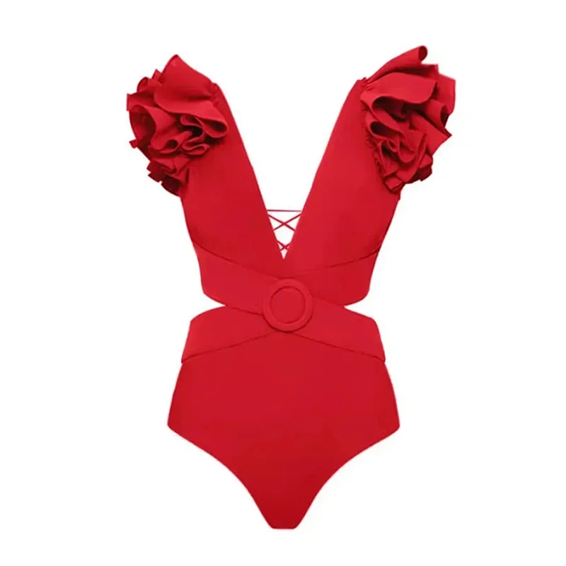 Jsn Custom Luxury Swimwear&beachwear Ruffled Straps Design Swimsuit ...