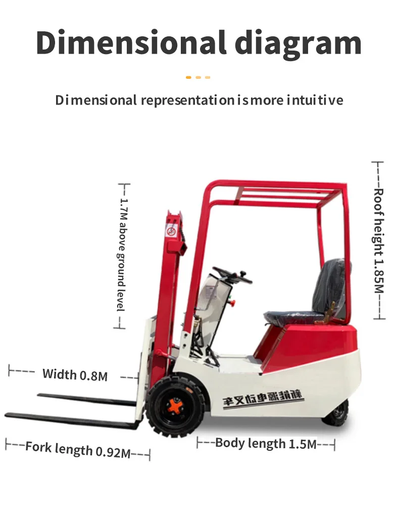 Mini full electric forklift 0.5 on 1 ton 0.8 ton 3-5 m electric forklift truck good price for sale forklift details