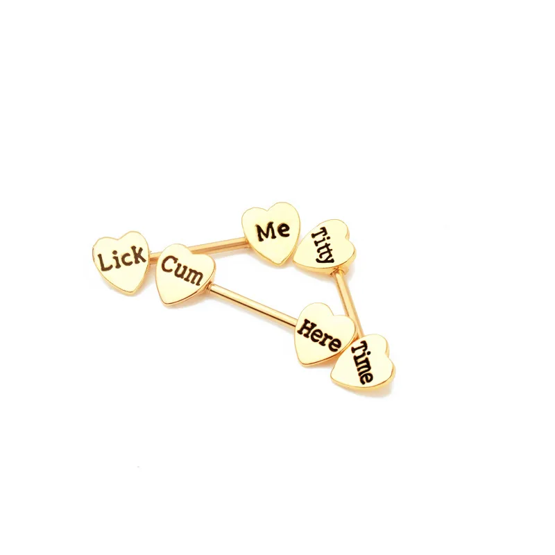 14G Heart Nipple Rings - 316L Stainless Steel Barbell Piercing Jewelry (2 Pack)