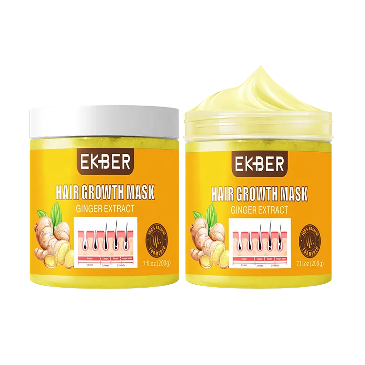 Customize Logo Multifunctional Ekber Ginger 200ml 5 Days Hair Growth Mask Hyaluronic Acid Moisturizing Refreshing Hair Care