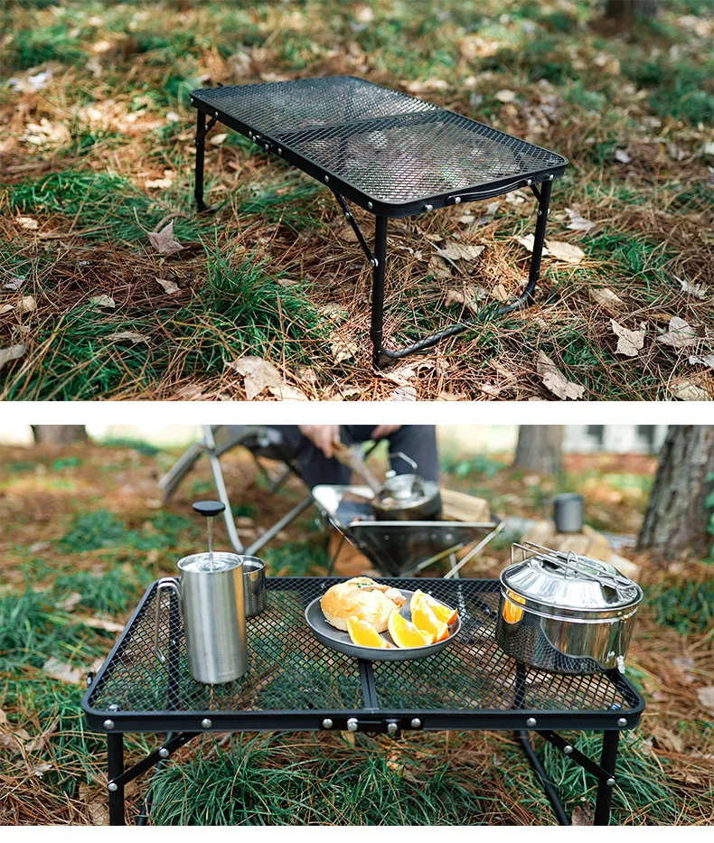 Outdoor Foldable Table Lightweight Iron Mesh Camp  For Camping Folding Picnic Table