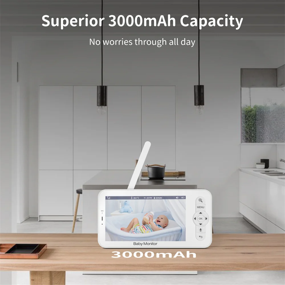 5'' HD 1080p Wifi Smart Home Wireless Two-Way Talk Pan-tilt Baby 5 Indoor Surveillance Baby Monitor Support SD Memory Card