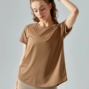 TOPKO Spring Summer  Yoga Women's Light Speed Dry Short Sleeve T-Shirt Loose Breathable Yoga T-shirt