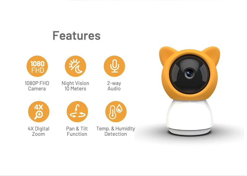 Factory Direct Sales Child Wifi Wireless Cry Monitoring 5 Inch Lcd