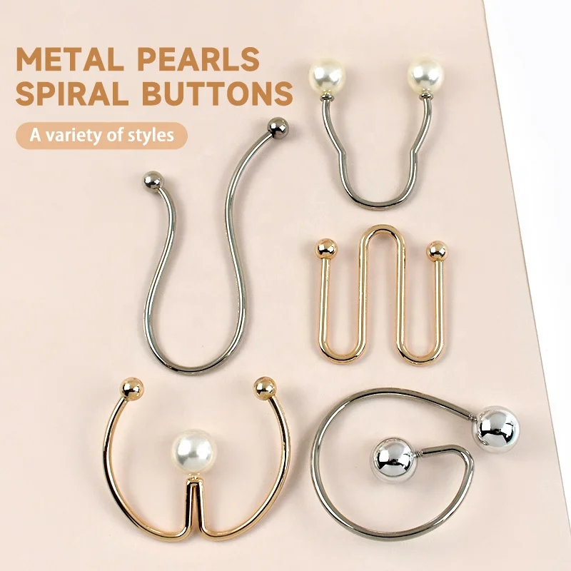 Meetee XP097 Metal Double-Headed Decorative Clasp Hook Accessory U-Shaped  Detachable Irregular Button Dress Shirt Alloy Material