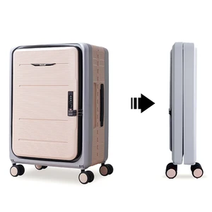 PP Foldable Spinner Luggage 20 Inch Aluminum Trolley Carry on Suitcase with TSA Combination Lock