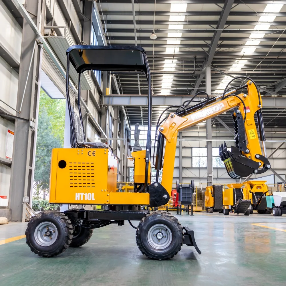 Višenamenska kompaktna mašinerija HIGHTOP HT10L Kopar za farmu Mikro Bagger 1000 kg Mini točki ekskavatori
