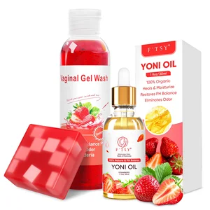 Customized Feminine Wash Yoni Soap Bar Yoni Oil Women pH Balance Yoni Wash for Vaginal Moisturizing Strawberry Intimate Wash Set