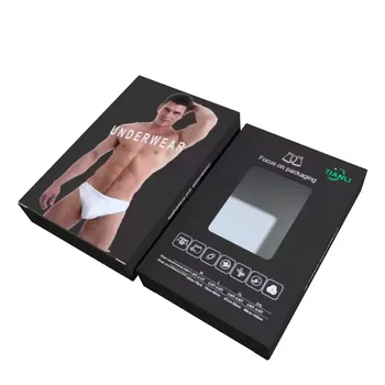 Recyclable Men's Underwear Packaging Box 1mm Matt Lamination Eco-friendly Recycled Paperboard with Embossed Clothing Socks
