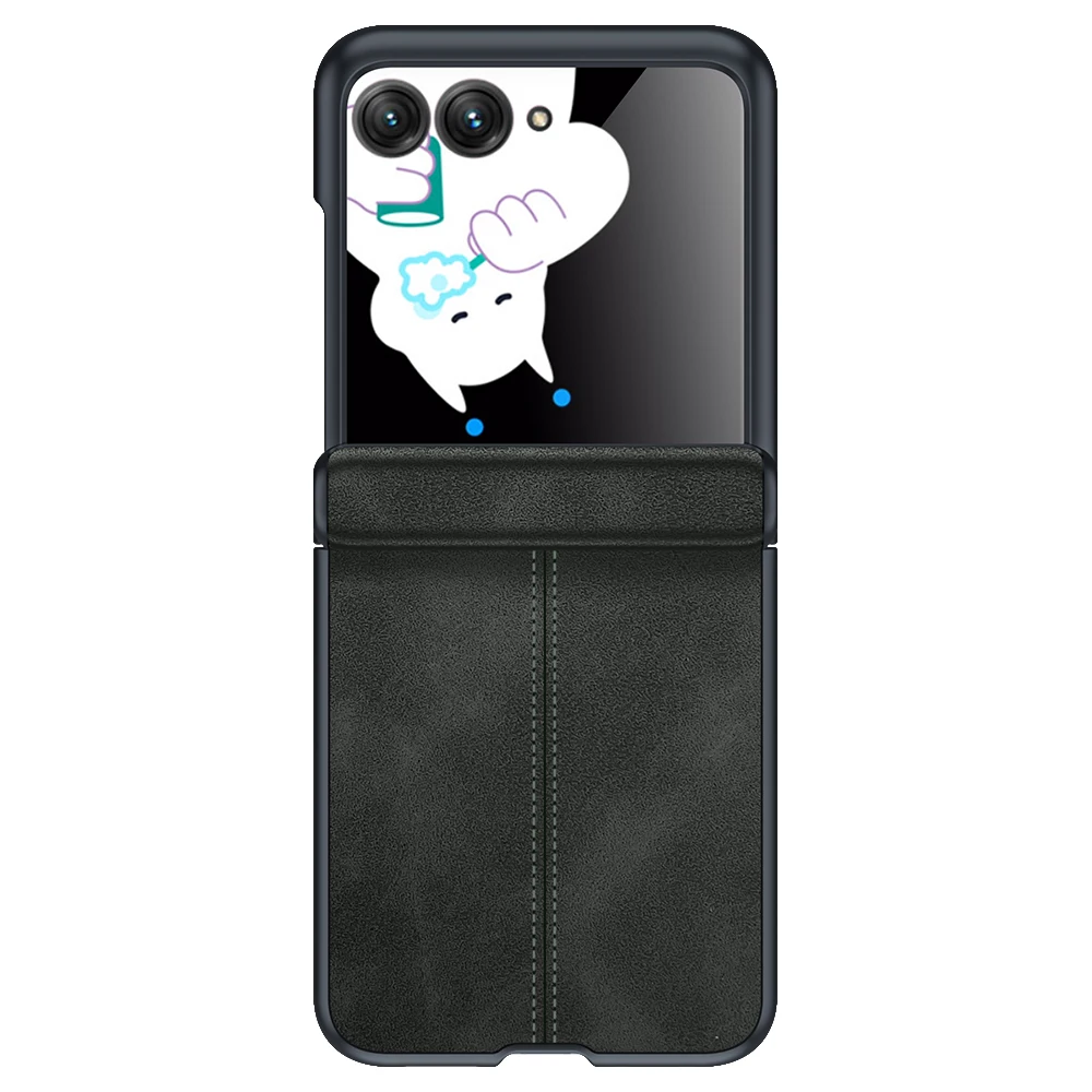 For Motorola Razr 50 Phone Case Luxury Leather Hinge Protection With Tempered Film Phone Cover for Moto Razr50