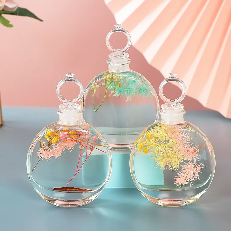 100ml Oblate Transparent Diffuser Glassware With Lid DIY Floating Packaging Bottles