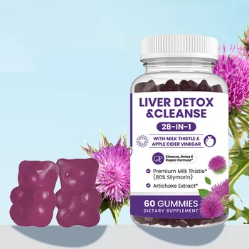 28 IN 1 Liver Detox Cleanse Repair Protect Liver health Formula Immune Booster Milk Thistle Gummies with Apple Cider Vinegar