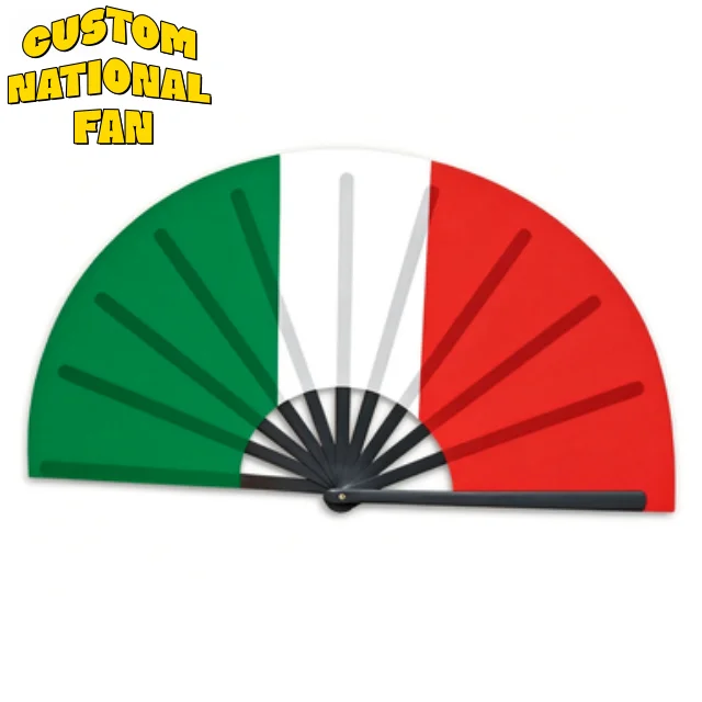 Wholesale Custom Italia National Flag Hand Fans, Foldable Portable Style Widely Used In Sport Events & Festival Activities_voghion.com