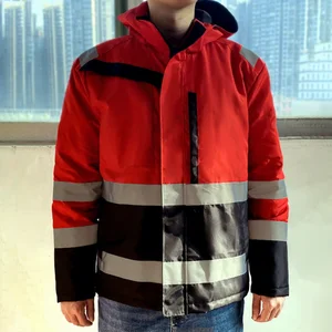 Custom High Visibility Reflective Safety Workwear Jacket Waterproof Windproof Coat for Industrial Construction Polyester